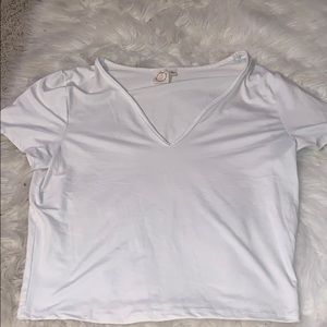 copped deep v white shirt